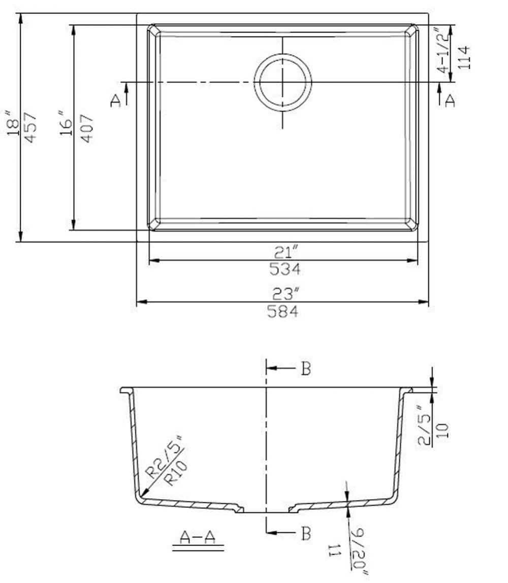 23-in. W CSA Approved Black Granite Composite Kitchen Sink With 1 Bowl