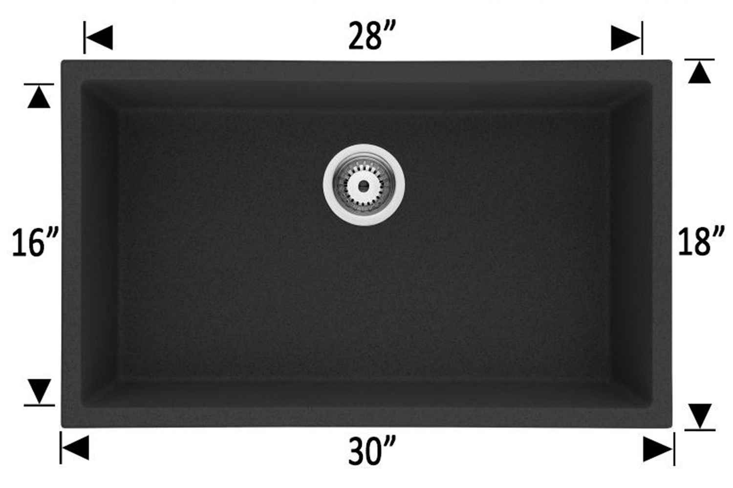 30-in. W CSA Approved Black Granite Composite Kitchen Sink With 1 Bowl