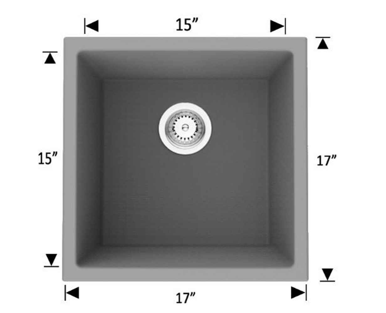 17-in. W CSA Approved Black Granite Composite Kitchen Sink With 1 Bowl