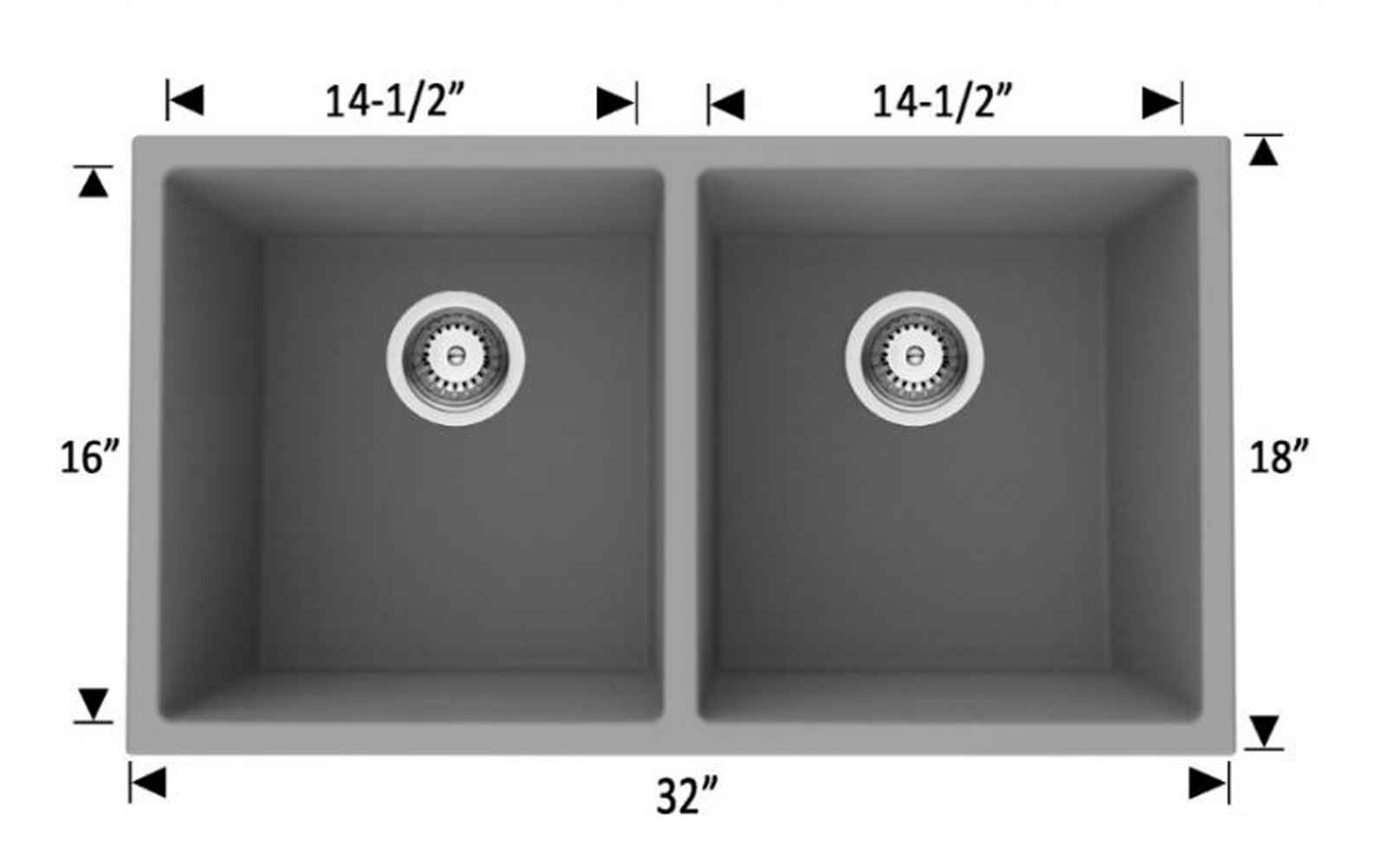 32-in. W CSA Approved Black Granite Composite Kitchen Sink With 2 Bowl