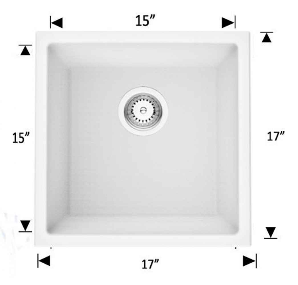 17-in. W CSA Approved White Granite Composite Kitchen Sink With 1 Bowl