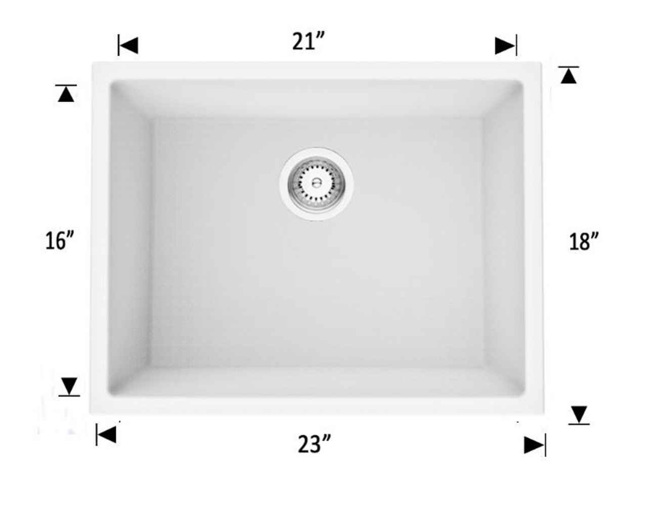 23-in. W CSA Approved White Granite Composite Kitchen Sink With 1 Bowl