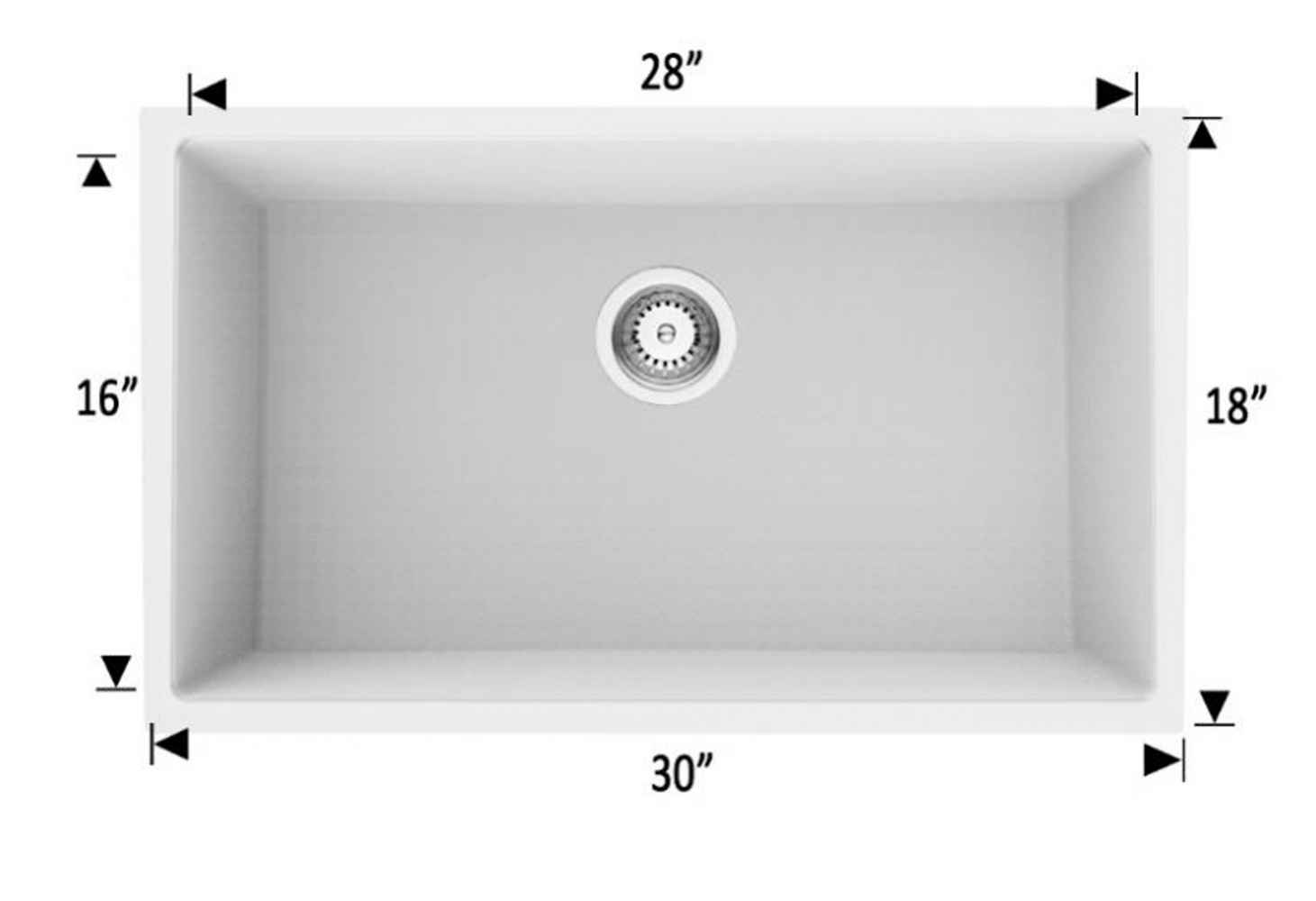 30-in. W CSA Approved White Granite Composite Kitchen Sink With 1 Bowl