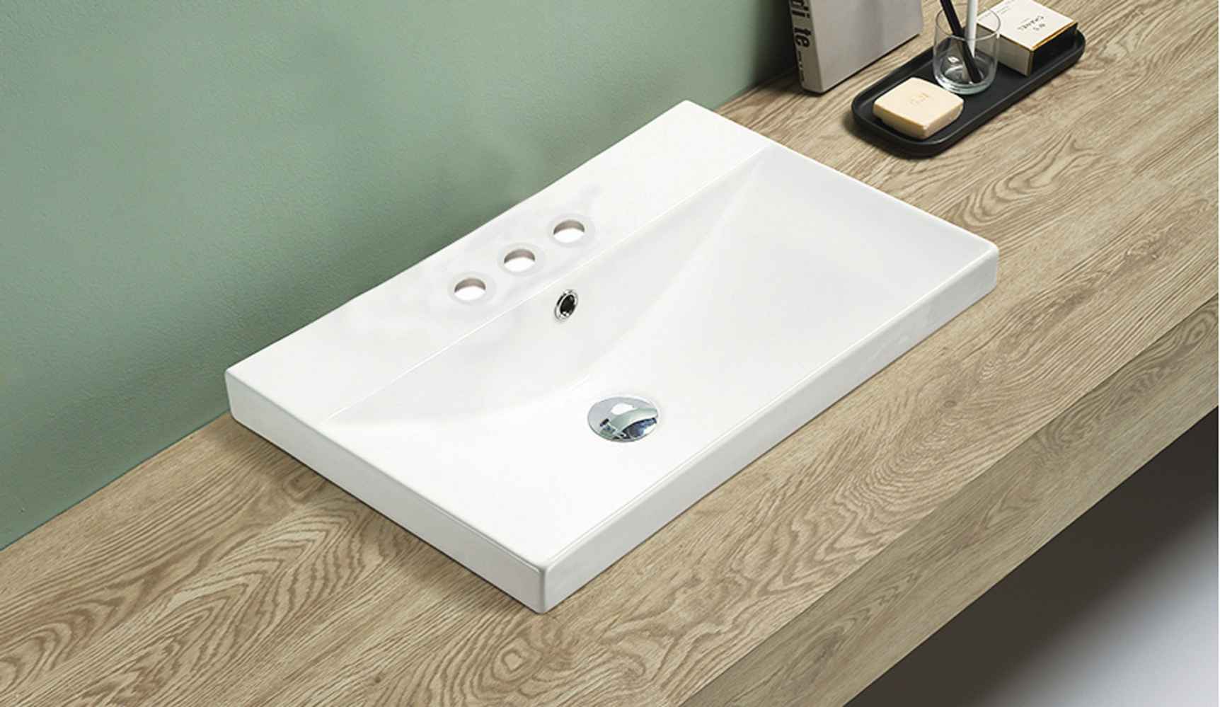 23.86-in. W 15.51-in. D Ceramic Top In White Color For 3H4-in. Faucet