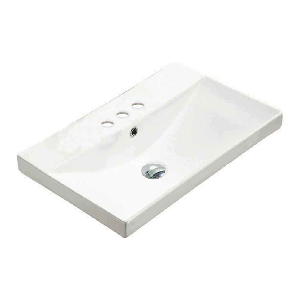 23.86-in. W 15.51-in. D Ceramic Top In White Color For 3H4-in. Faucet