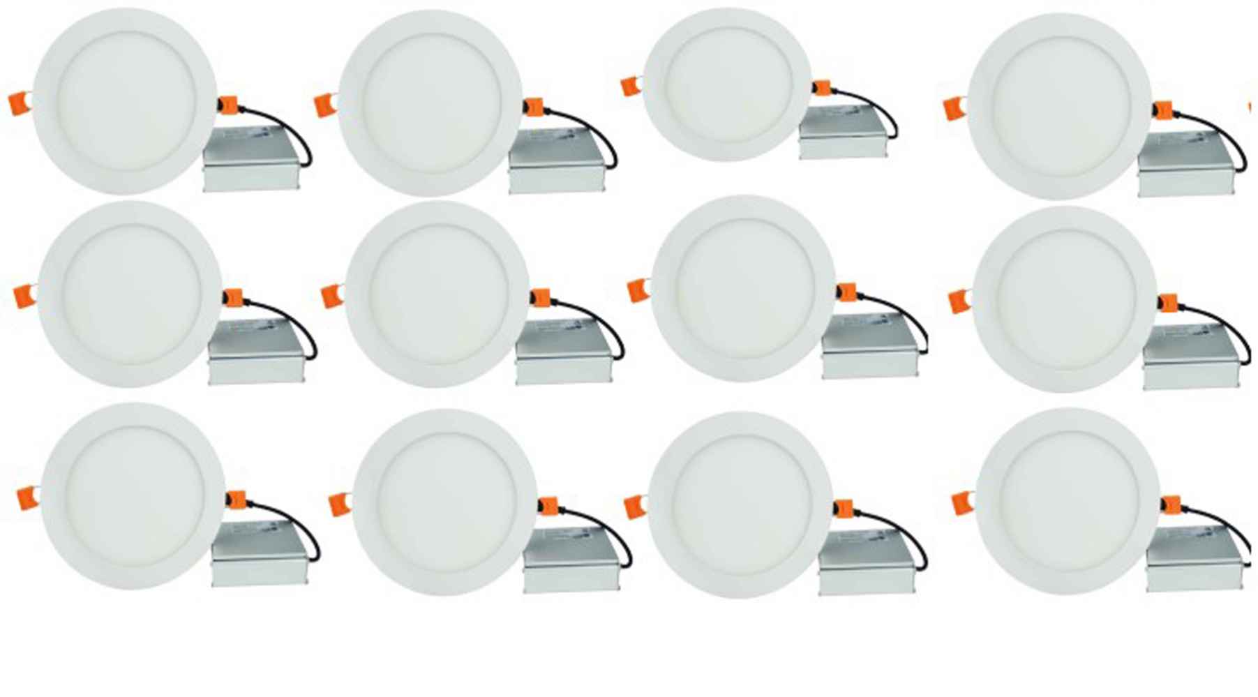 12 Pieces Set Of 4-in. W Round Aluminum Semi-Recessed Pot Lights In White