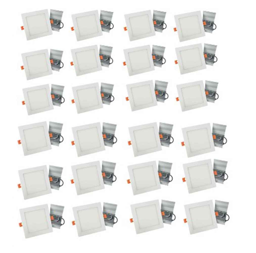 24 Pieces Set Of 4-in. W Square Aluminum Semi-Recessed Pot Lights In White