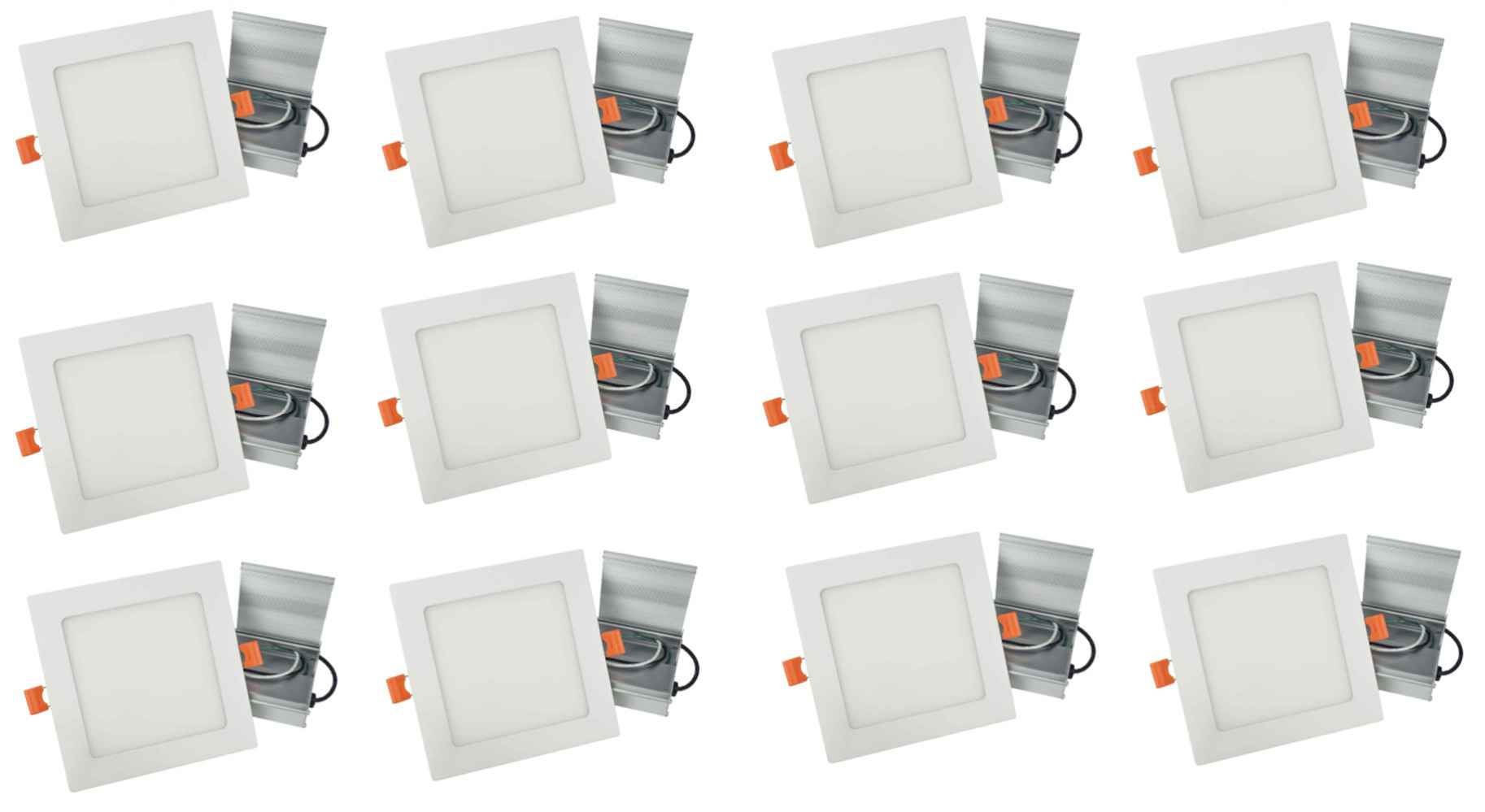 12 Pieces Set Of 6-in. W Square Aluminum Semi-Recessed Pot Lights In White