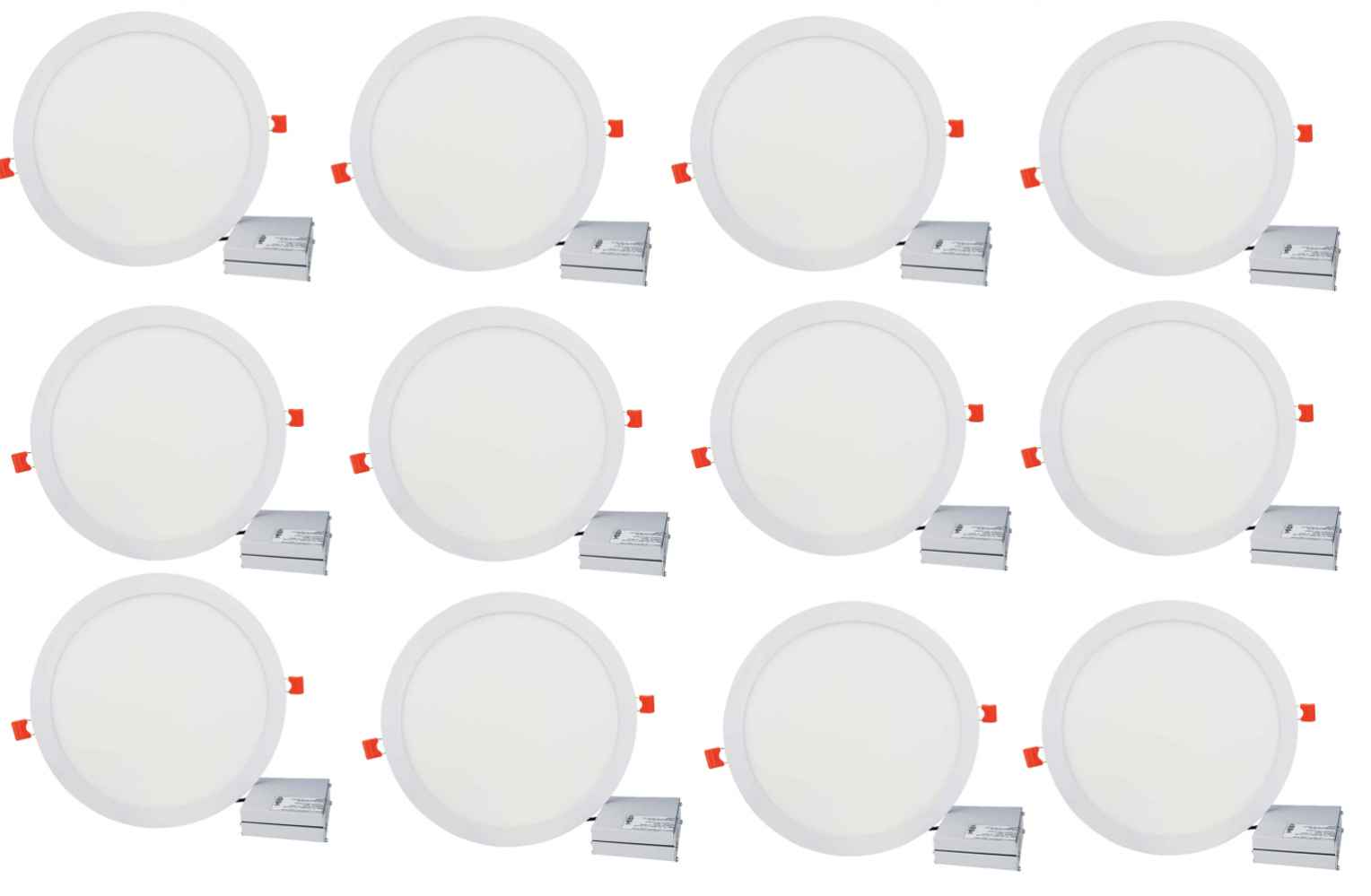 12 Pieces Set Of 12-in. W Round Aluminum Semi-Recessed Pot Lights In White
