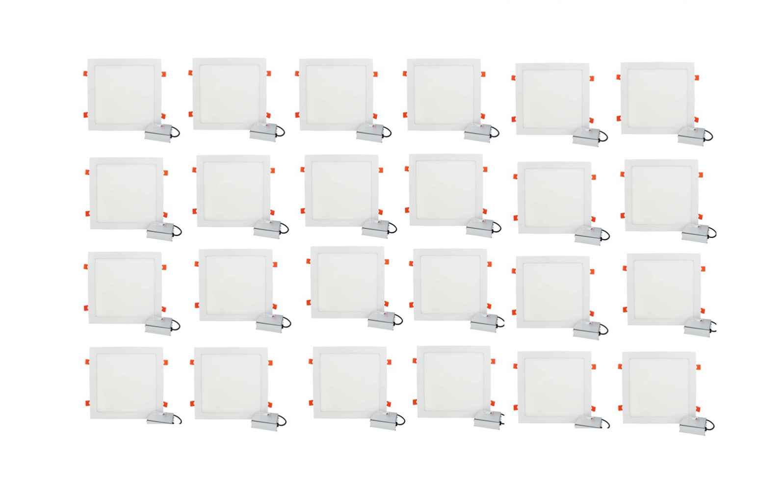 24 Pieces Set Of 12-in. W Square Aluminum Semi-Recessed Pot Lights In White