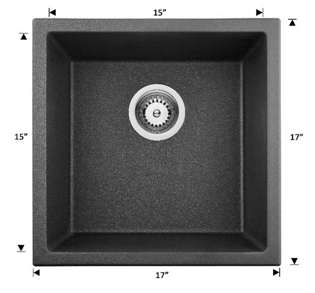 17-in. W CSA Approved Black Granite Composite Kitchen Sink With 1 Bowl