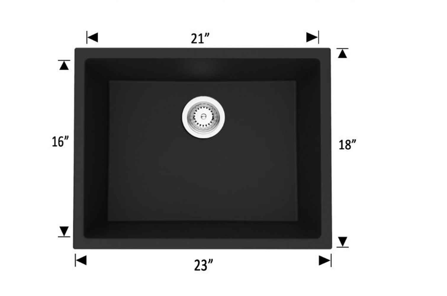 23-in. W CSA Approved Black Granite Composite Kitchen Sink With 1 Bowl
