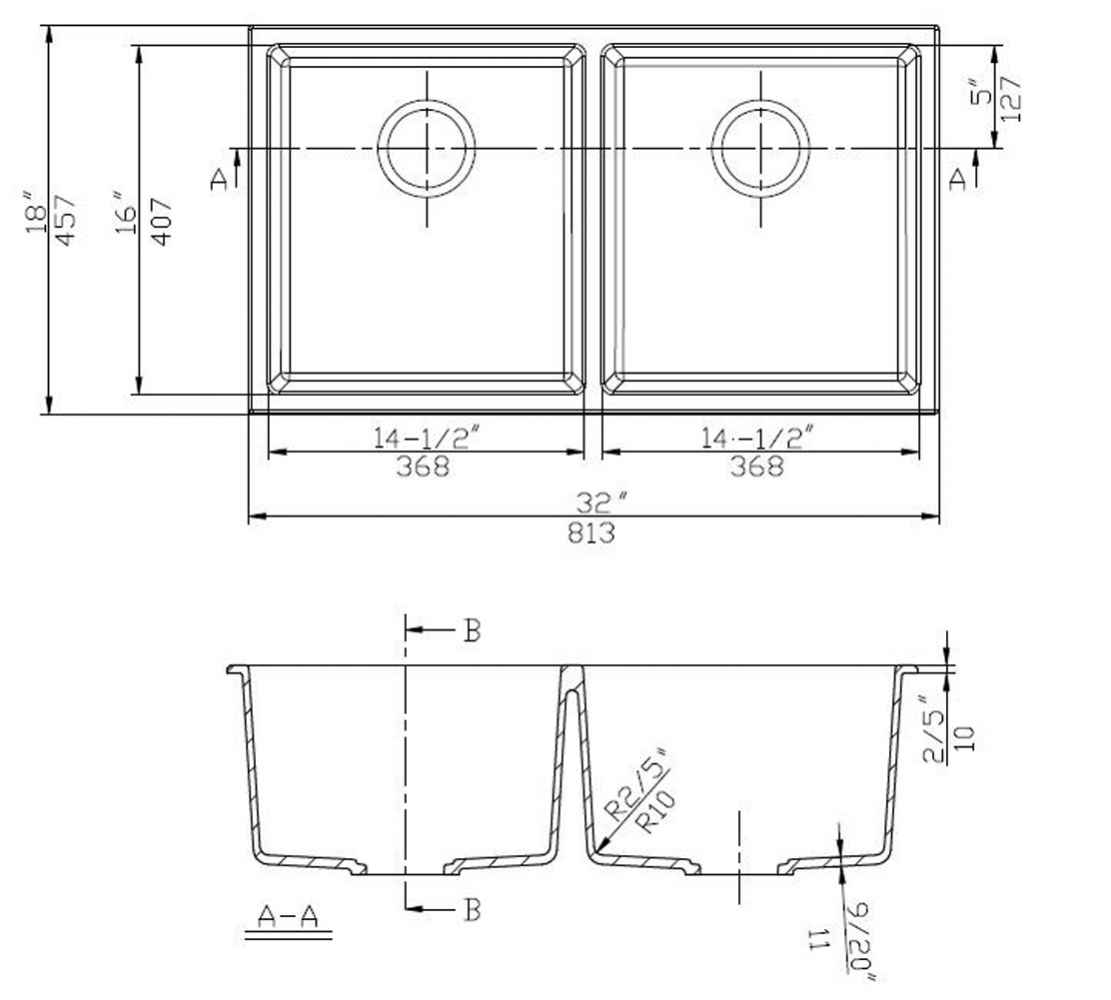 32-in. W CSA Approved Black Granite Composite Kitchen Sink With 2 Bowl
