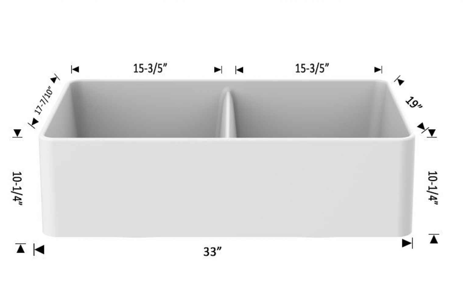 33-in. W CSA Approved White Granite Composite Kitchen Sink With 2 Bowl
