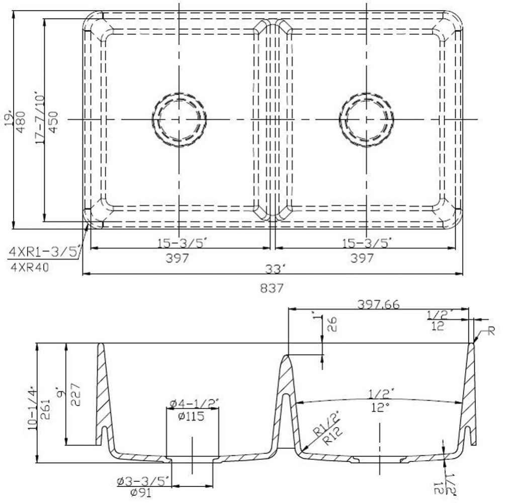 33-in. W CSA Approved White Granite Composite Kitchen Sink With 2 Bowl