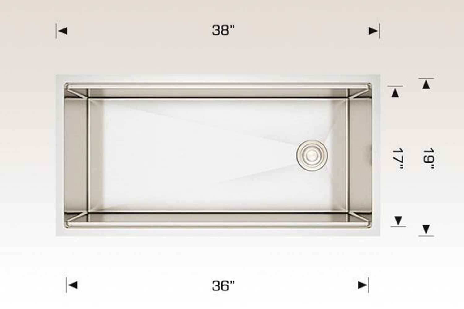 38-in. W CSA Approved Stainless Steel Kitchen Sink With 1 Bowl And 16 Gauge