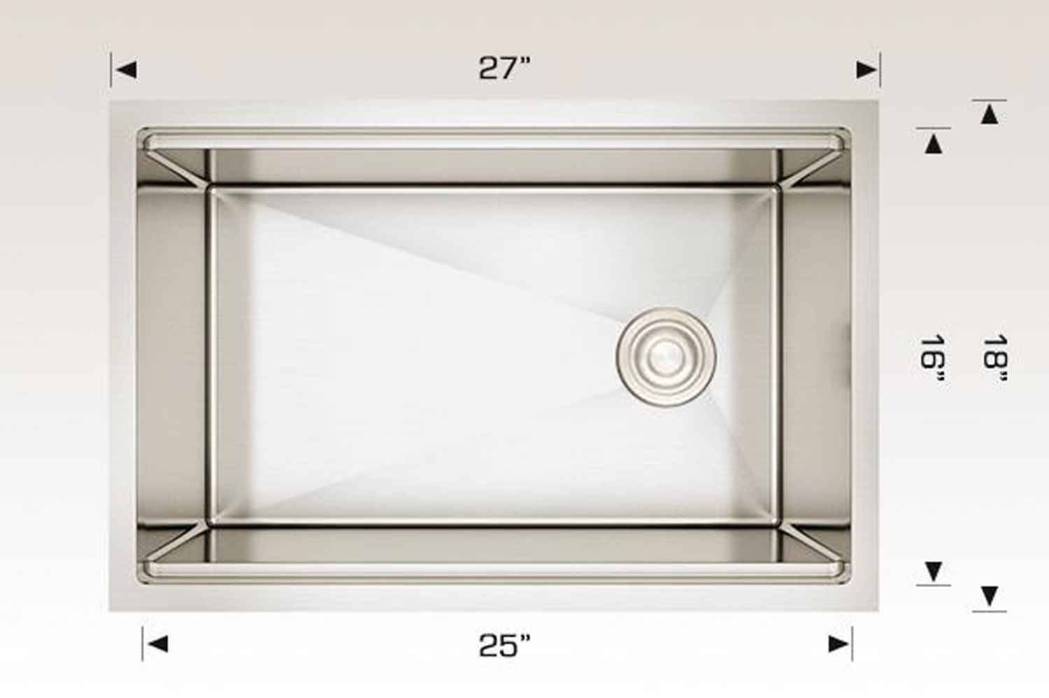 27-in. W CSA Approved Stainless Steel Kitchen Sink With 1 Bowl And 16 Gauge