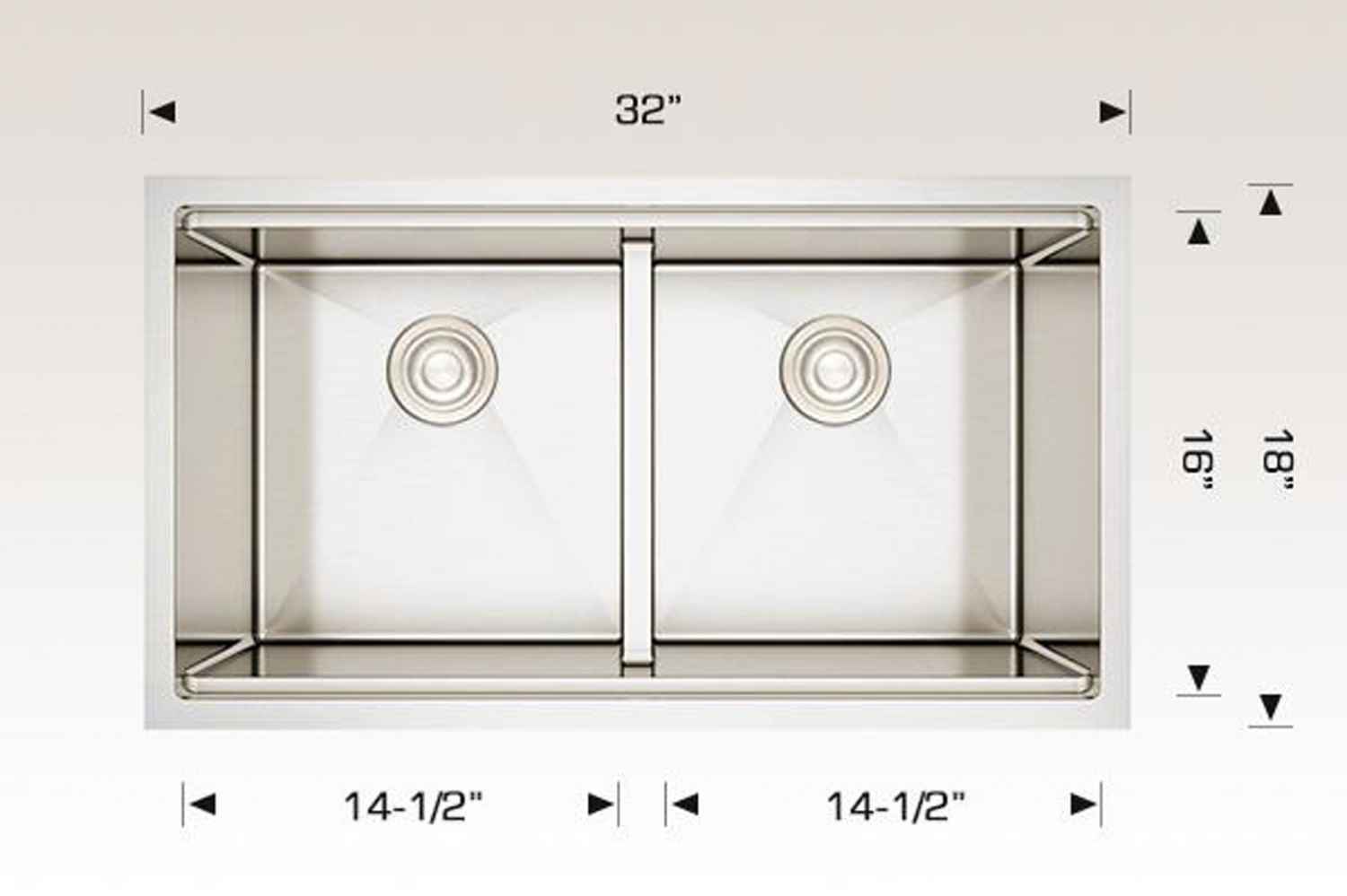 32-in. W CSA Approved Stainless Steel Kitchen Sink With 2 Bowl And 16 Gauge