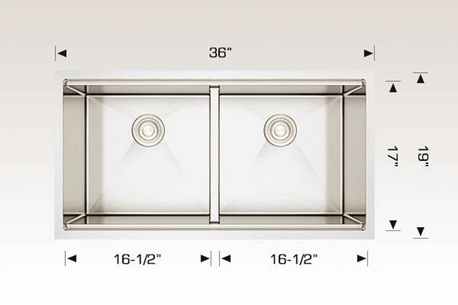 36-in. W CSA Approved Stainless Steel Kitchen Sink With 2 Bowl And 16 Gauge