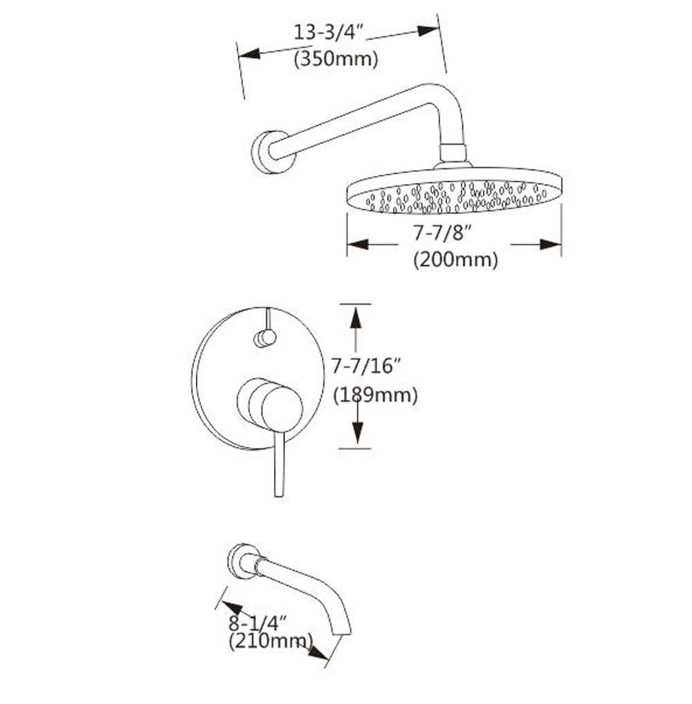 7.87-in. x 7.44-in. Shower Kit Chrome Stainless Steel