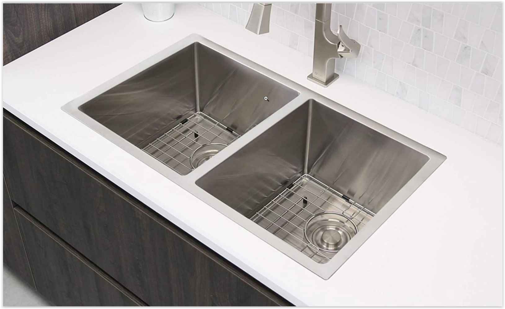 29-in. W Undermount Brushed Nickel Kitchen Sink Set For Deck Mount Drilling - Strainer Included