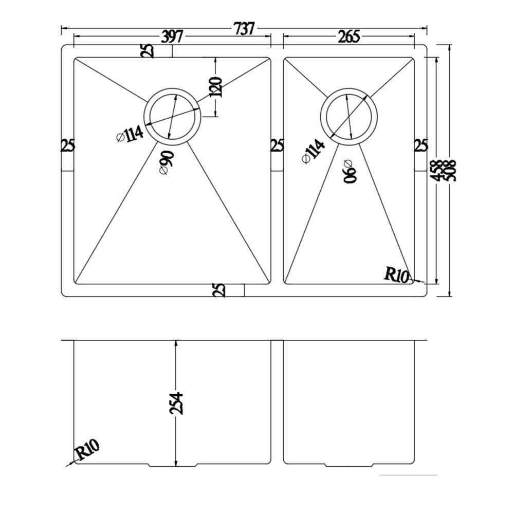 29-in. W Undermount Brushed Nickel Kitchen Sink Set For Wall Mount Drilling - Strainer Included
