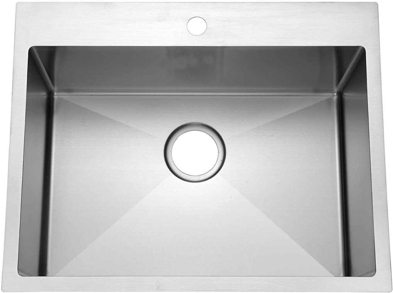 25-in. W Above Counter Brushed Nickel Laundry Sink Set For 1 Hole Center Faucet - Strainer Included