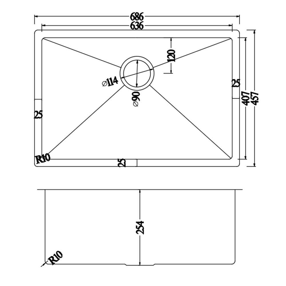 27-in. W Undermount Brushed Nickel Laundry Sink Set For Deck Mount Drilling - Strainer Included