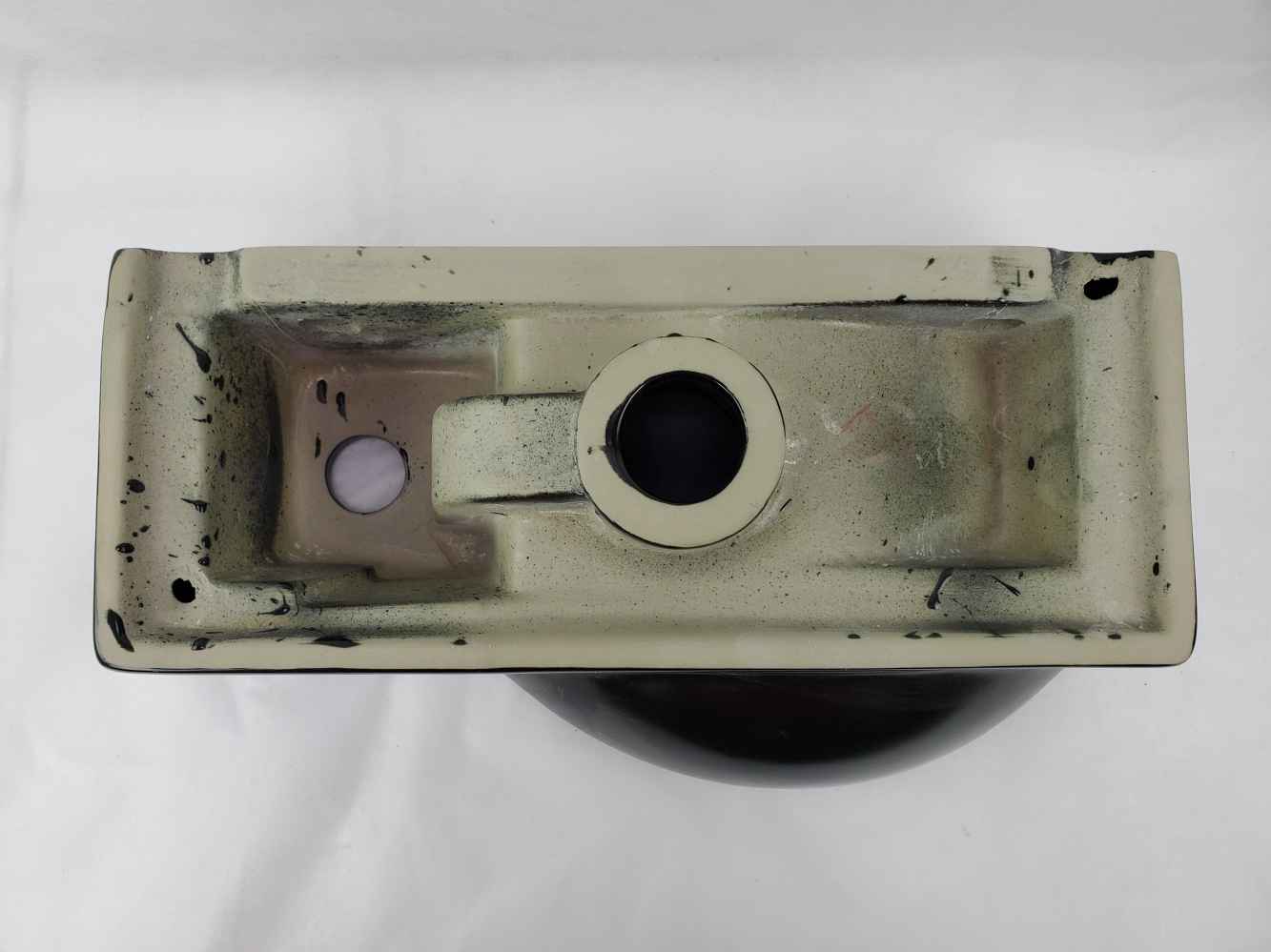 14.7-in. x 8.7-in. Rectangle Bathroom Vessel Sink Black Enamel Glaze