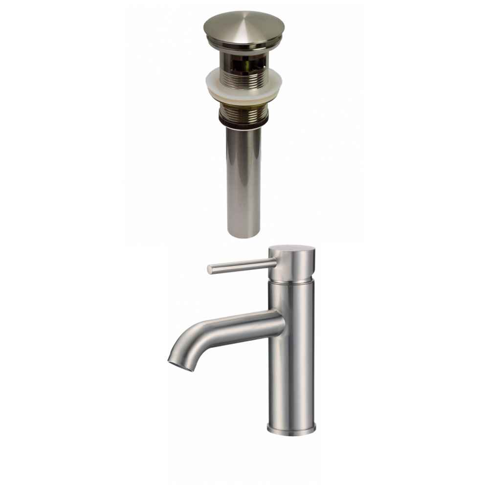 1 Hole CUPC Approved Lead Free Brass Faucet Set In Brushed Nickel Color - Overflow Drain Incl.