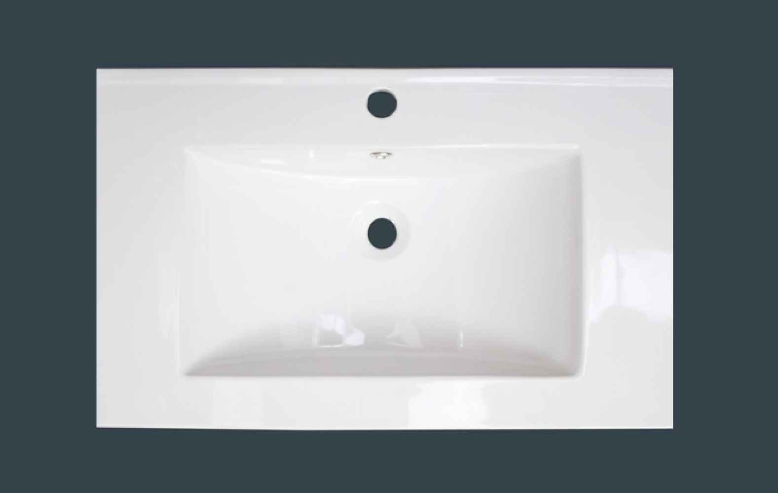 24.25-in. W 1 Hole Ceramic Top Set In White Color - Overflow Drain Incl.