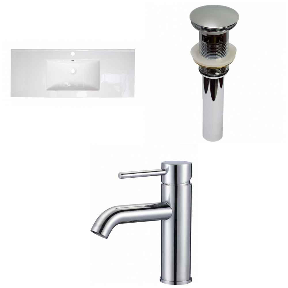 48-in. W 1 Hole Ceramic Top Set In White Color - Overflow Drain Incl.
