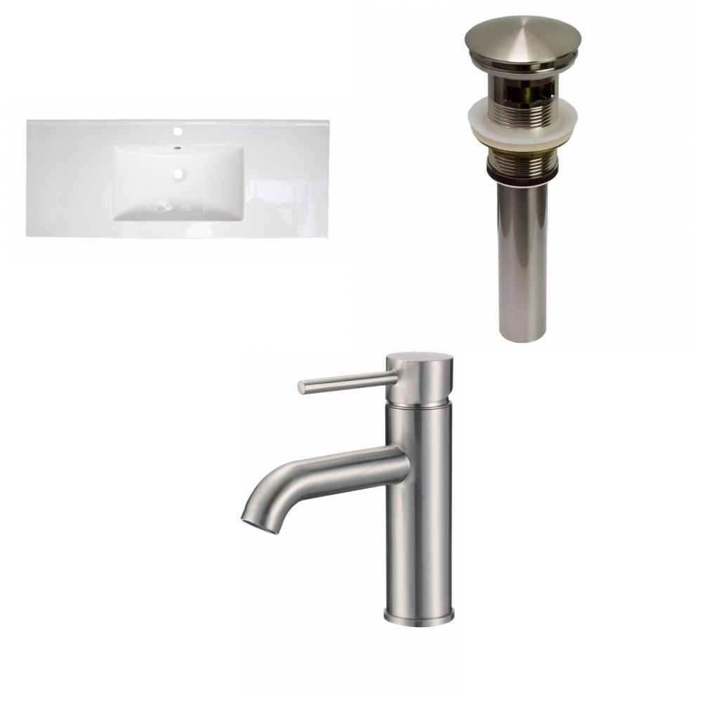 48-in. W 1 Hole Ceramic Top Set In White Color - Overflow Drain Incl.