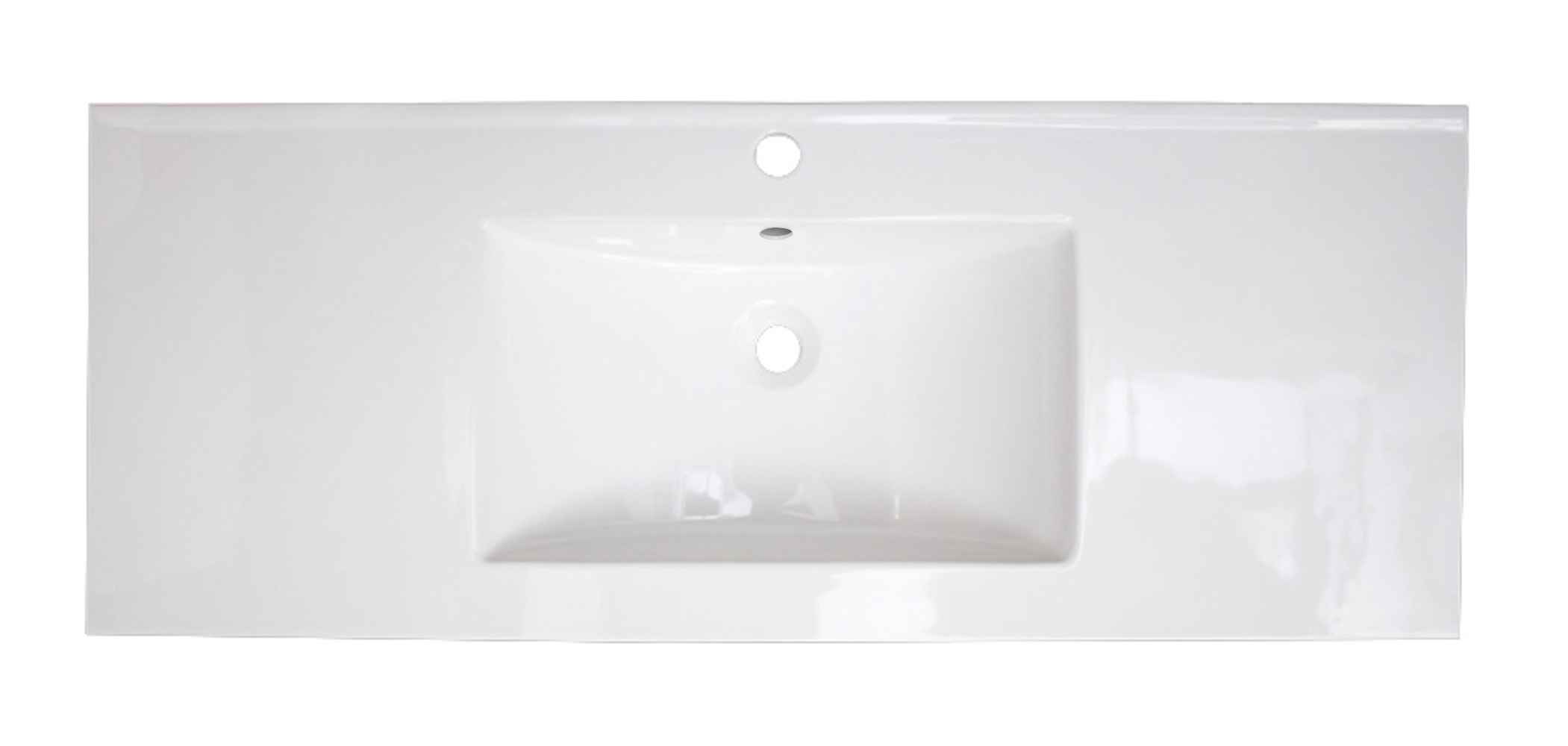 48-in. W 1 Hole Ceramic Top Set In White Color - Overflow Drain Incl.