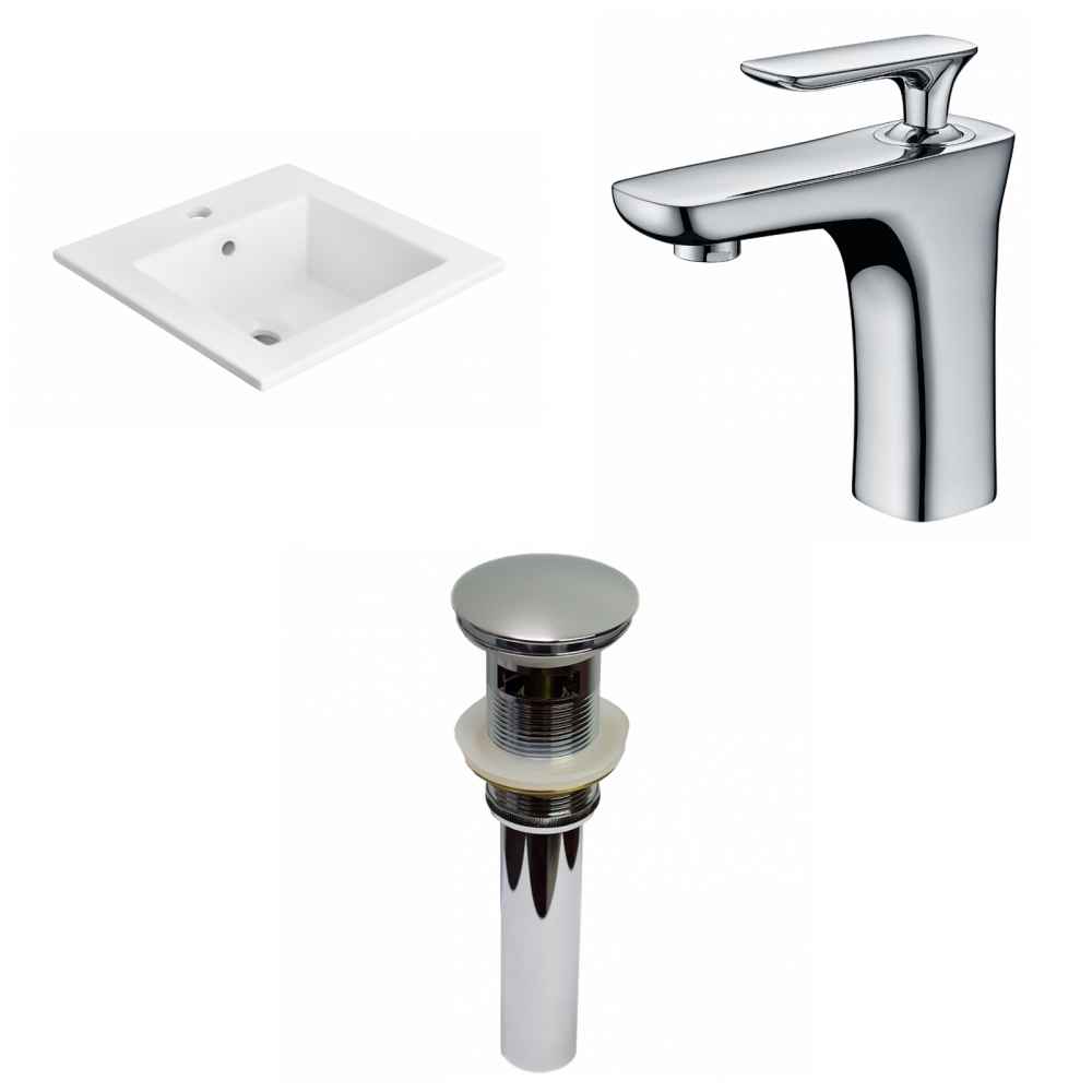 21-in. W 1 Hole Ceramic Top Set In White Color - Overflow Drain Incl.