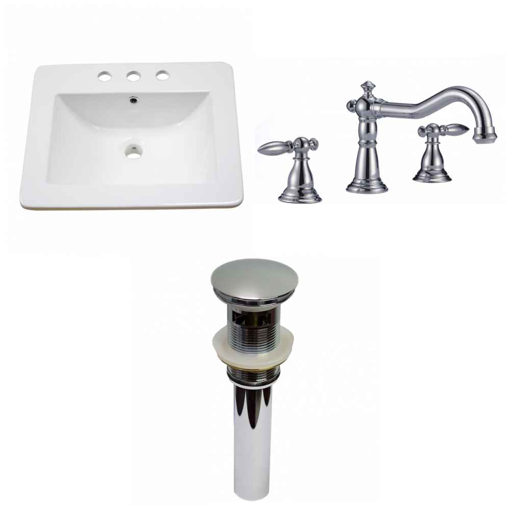 21-in. W 3H8-in. Ceramic Top Set In White Color - Overflow Drain Incl.