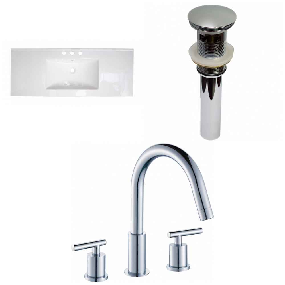 39.75-in. W 3H8-in. Ceramic Top Set In White Color - Overflow Drain Incl.
