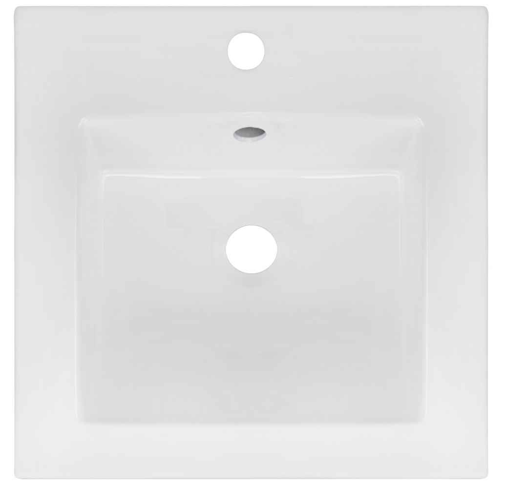 16.5-in. W 1 Hole Ceramic Top Set In White Color - Overflow Drain Incl.