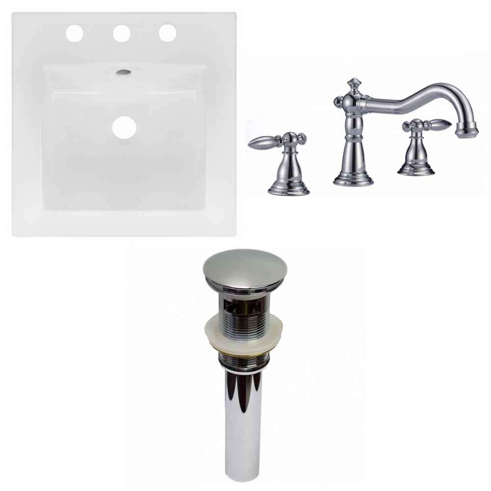 16.5-in. W 3H8-in. Ceramic Top Set In White Color - Overflow Drain Incl.