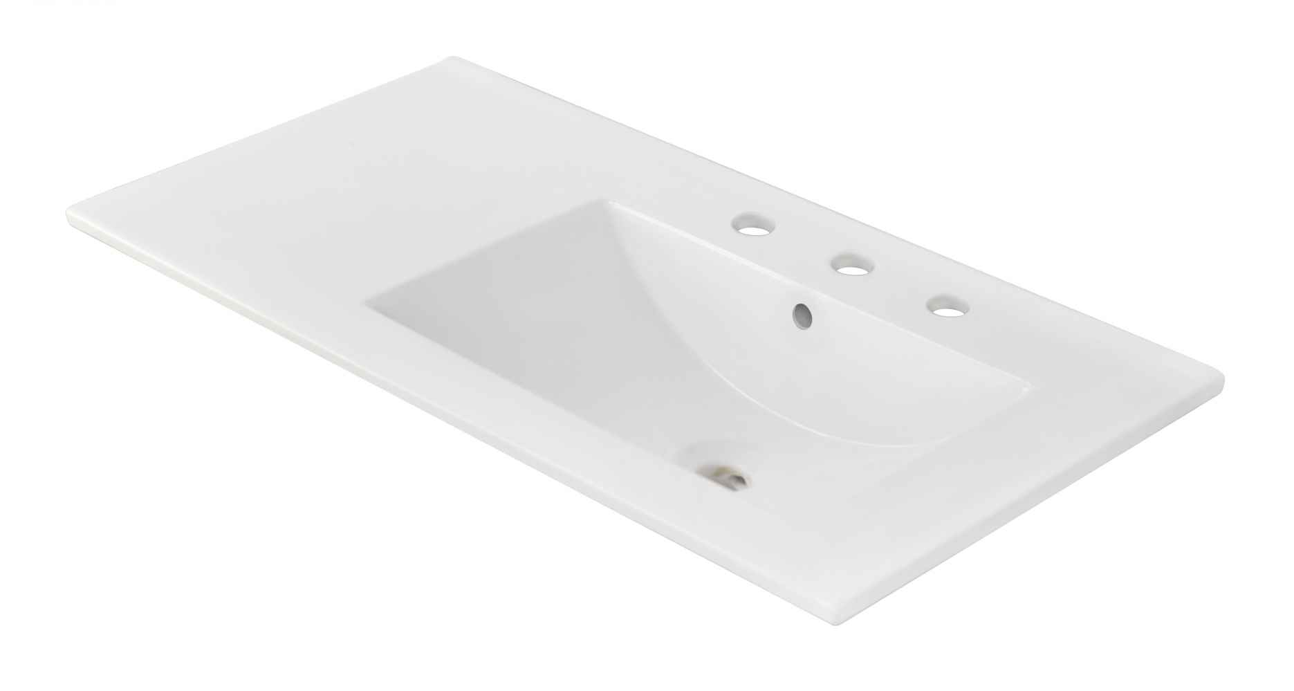 35.5-in. W 3H8-in. Ceramic Top Set In White Color - Overflow Drain Incl.