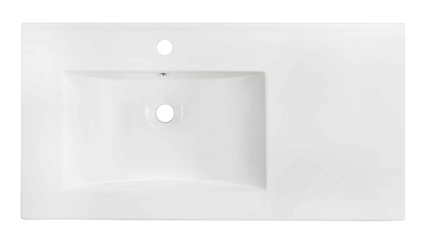 35.5-in. W 1 Hole Ceramic Top Set In White Color - Overflow Drain Incl.