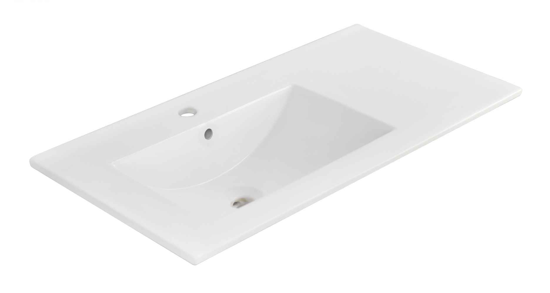 35.5-in. W 1 Hole Ceramic Top Set In White Color - Overflow Drain Incl.