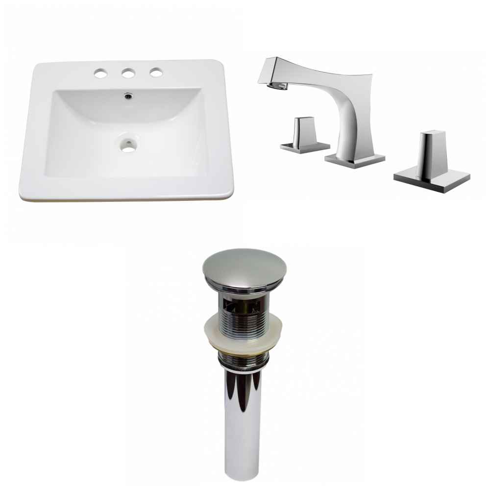 21-in. W 3H8-in. Ceramic Top Set In White Color - Overflow Drain Incl.