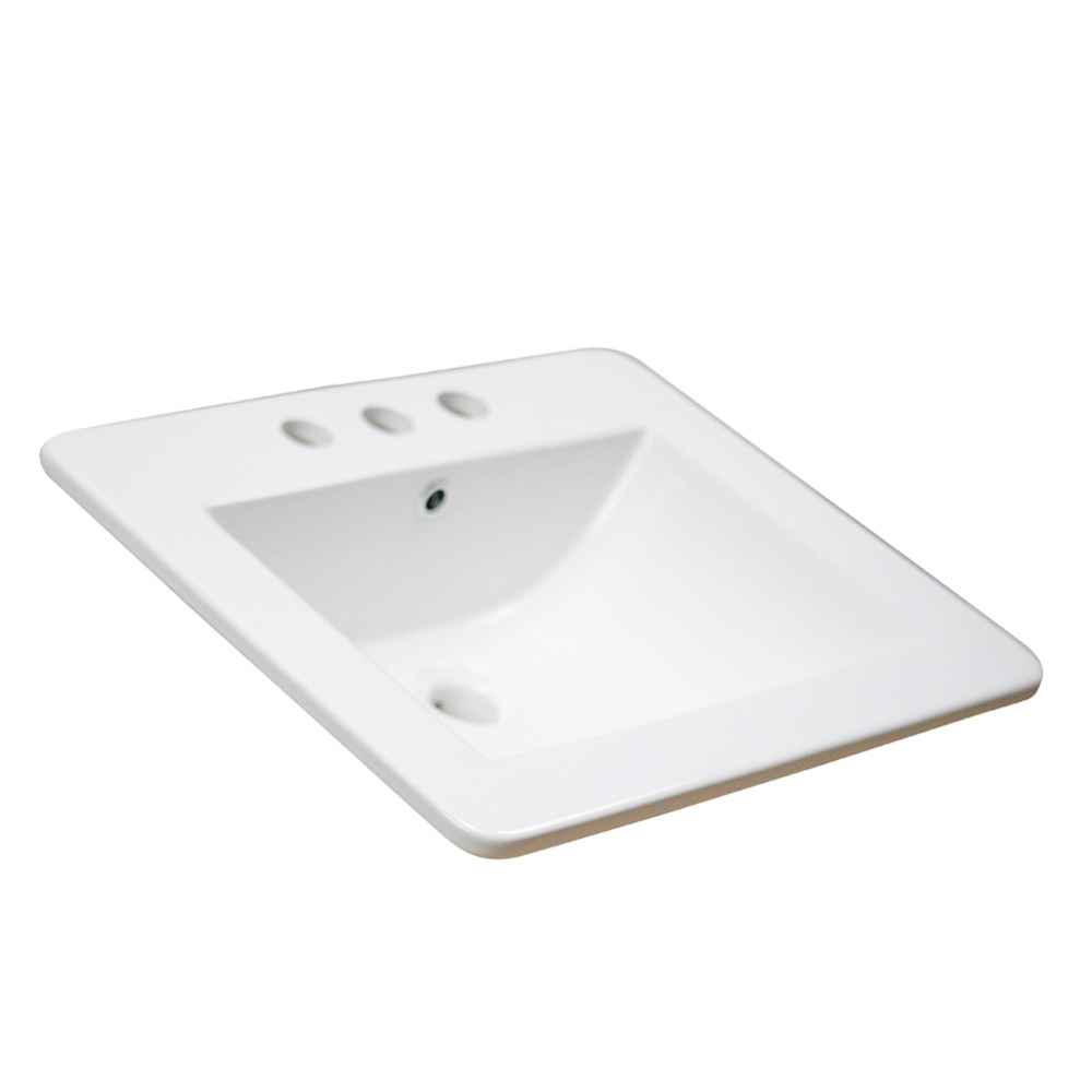 21-in. W 3H8-in. Ceramic Top Set In White Color - Overflow Drain Incl.