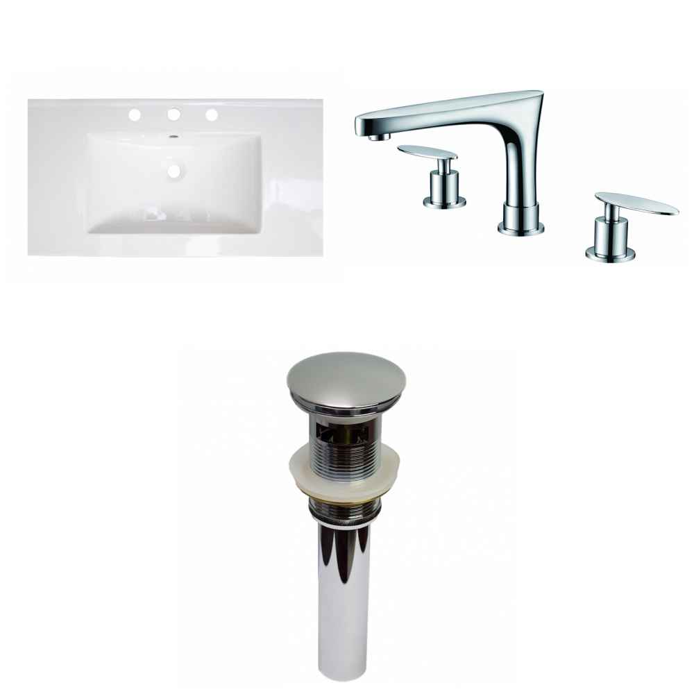 36.75-in. W 3H8-in. Ceramic Top Set In White Color - Overflow Drain Incl.
