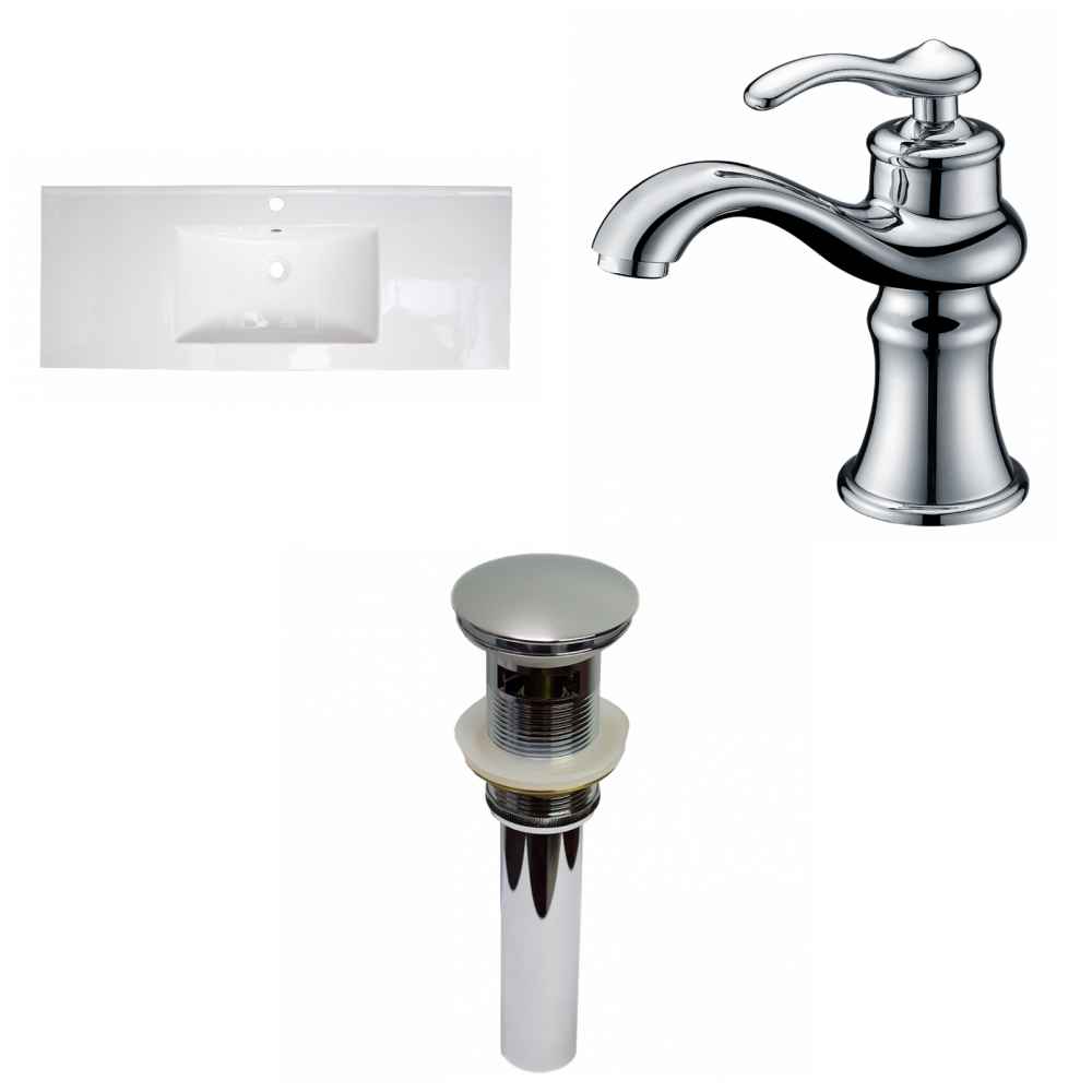 48.75-in. W 1 Hole Ceramic Top Set In White Color - Overflow Drain Incl.