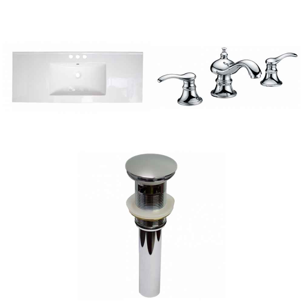 48.75-in. W 3H8-in. Ceramic Top Set In White Color - Overflow Drain Incl.