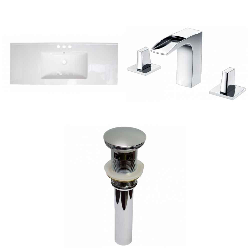 48.75-in. W 3H8-in. Ceramic Top Set In White Color - Overflow Drain Incl.