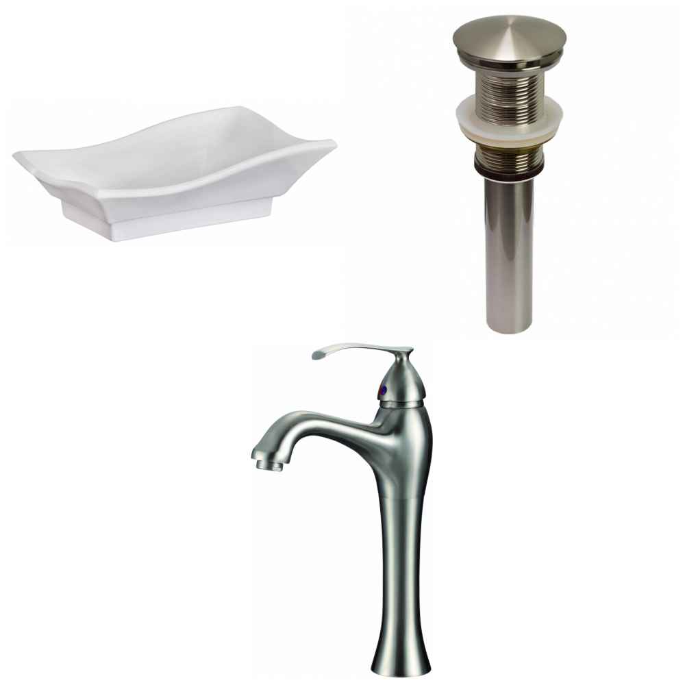 20-in. x 14-in. Unique Bathroom Vessel Sink Set White Enamel Glaze