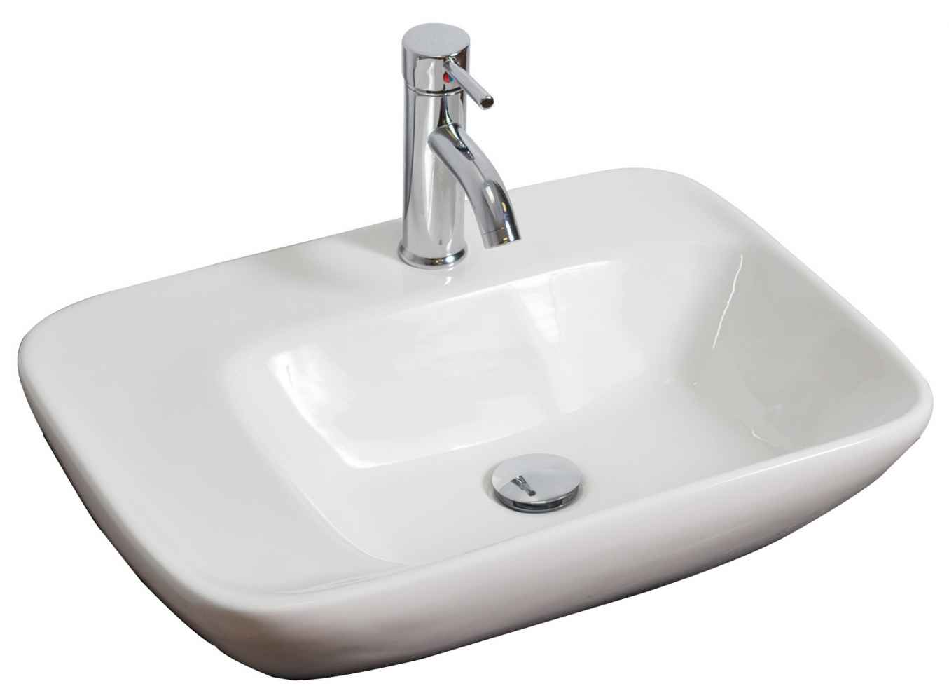 23.5-in. x 17.25-in. Rectangle Bathroom Vessel Sink Set White Enamel Glaze